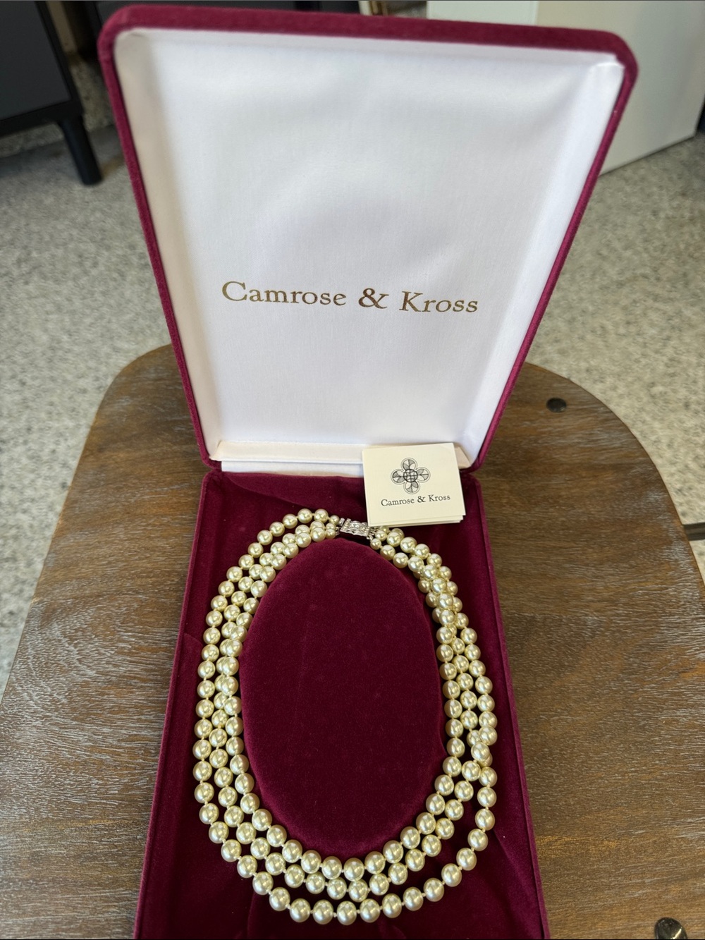 Gold Pearl Three-Strand Necklace